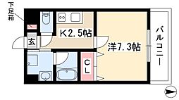 クレシェール大須 1Kの間取図画像