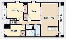 オベリスク寿 3LDKの間取図画像