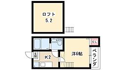stage本陣 1Kの間取図画像