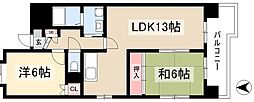 ハイツ八千代 2LDKの間取図画像