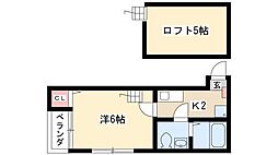 ベルメゾン尾頭橋 1Kの間取図画像