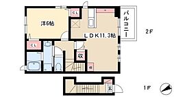 アザレア由 1LDKの間取図画像