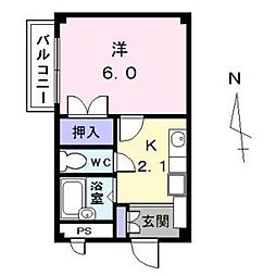 アメニティー名駅 1Kの間取図画像