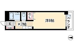 シティピア伝馬町 1Kの間取図画像