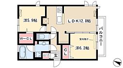 サニープレイス十一屋B 2LDKの間取図画像