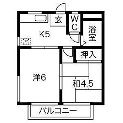 クレールマーサ 2DKの間取図画像