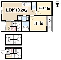 AVANTIA Sage 中島新町 2LDKの間取図画像