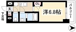 ディアレイシャス名古屋太閤通3 1Kの間取図画像