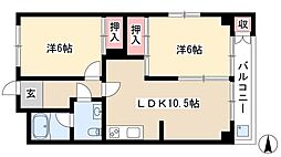 マンション.中村 2LDKの間取図画像