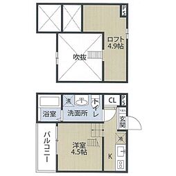 LaLuce烏森 1Kの間取図画像