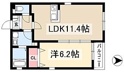 ディベルド荒中 1LDKの間取図画像
