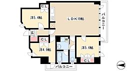 オーシャンUO 3LDKの間取図画像