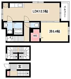 ヴェルトゥマリ 1LDKの間取図画像