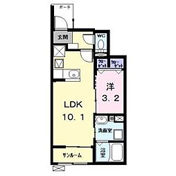 プランドール日比野 1LDKの間取図画像
