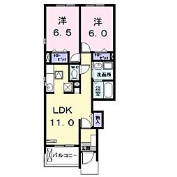 カーサプリーマ1 2LDKの間取図画像