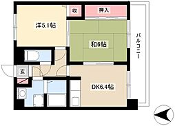 サンデンハイツ金山 2DKの間取図画像