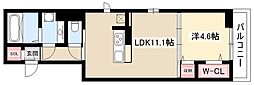 スリーエイトキミ 1LDKの間取図画像