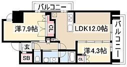 OPUSRESIDENCENAGOYASTATION 2LDKの間取図画像