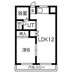フラットイン 1LDKの間取図画像