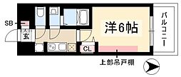 プレリス太閤通セルシア 1Kの間取図画像