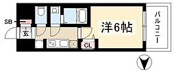 プレサンス大須観音フィエスタ 1Kの間取図画像