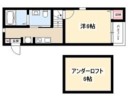 ヴェリテール本陣 1Kの間取図画像