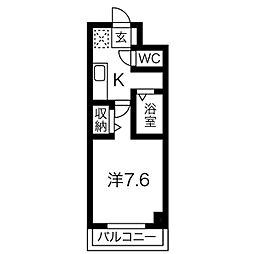 パークサイド錦 1Kの間取図画像