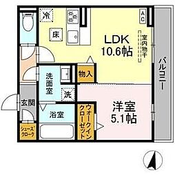 ルヴィータ森末 1LDKの間取図画像