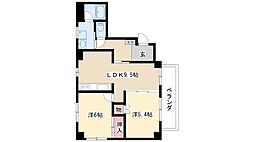 三鈴シティ 2LDKの間取図画像