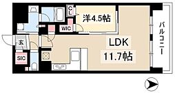 プレサンスロジェ金山駅前 1LDKの間取図画像