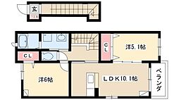 ランタン 2LDKの間取図画像
