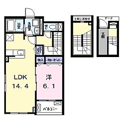 ハピネス 1LDKの間取図画像
