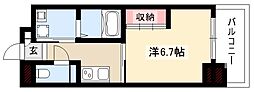 リシュドール伝馬 1Kの間取図画像