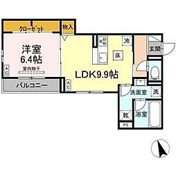 アルドゥール 1LDKの間取図画像