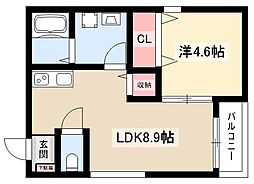 アベニール 1LDKの間取図画像