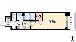 プレサンスNAGOYAファスト 1Kの間取図画像