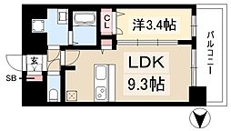 プレサンス太閤通駅前デュプル 1LDKの間取図画像