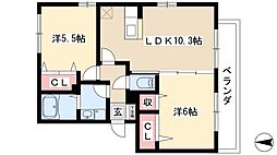 メゾンラフィーノ 2LDKの間取図画像