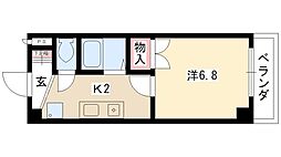 メゾンキムラ2 1Kの間取図画像