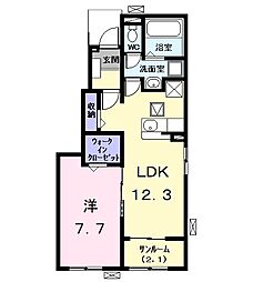 シャンヴェール 1LDKの間取図画像
