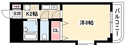 メゾンラスター 1Kの間取図画像