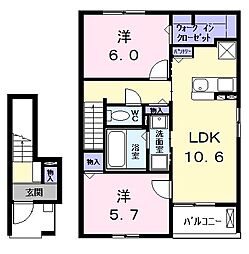 ルミエール 2LDKの間取図画像