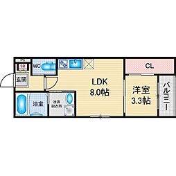名古屋市熱田区西野町2丁目アパート 1LDKの間取図画像