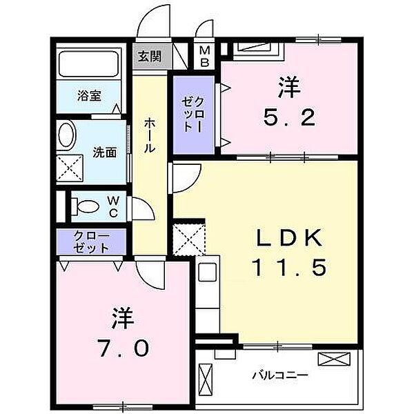 プレッソ・ロートII 202｜京都府京都市伏見区羽束師鴨川町(賃貸アパート2LDK・2階・57.15㎡)の写真 その2