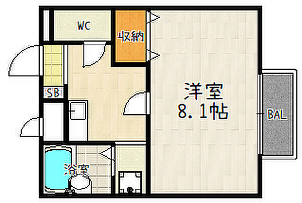 アムール水口 203｜京都府京都市伏見区深草坊町(賃貸アパート1K・2階・24.57㎡)の写真 その2