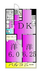 サンモール大塚 2DKの間取図画像