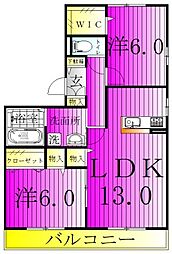 カシータ2 2LDKの間取図画像