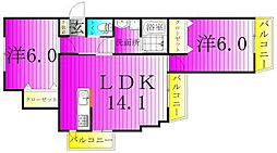 サンセット柏たなか 2LDKの間取図画像