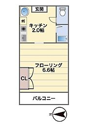 パルテール江戸川台 1Kの間取図画像