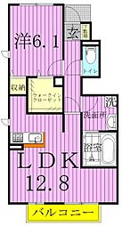 ラ・トゥール 1LDKの間取図画像